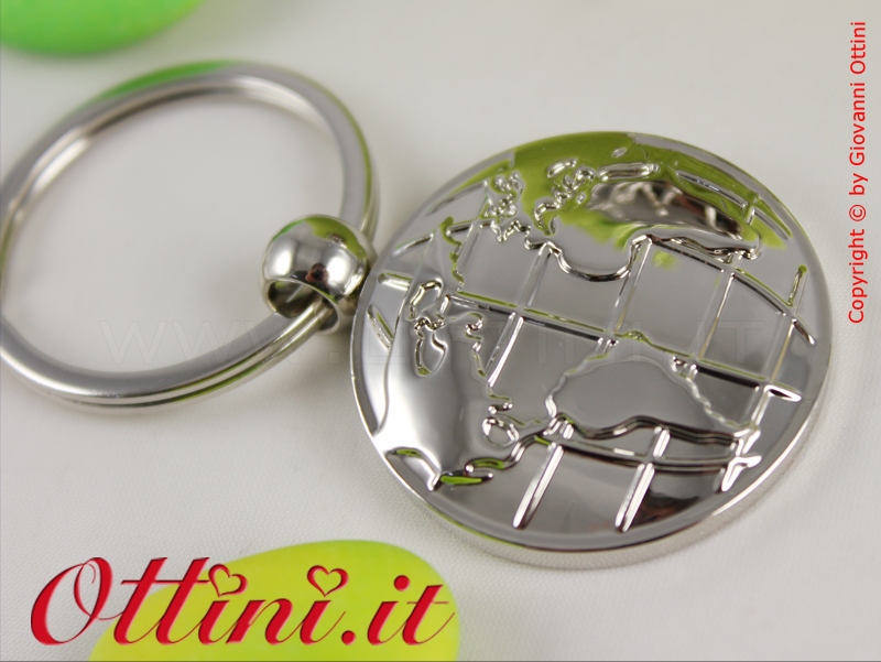 QLUX20086 Portachiavi Mondo Planisfero in metallo