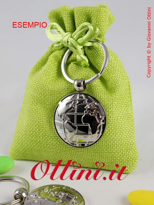 QLUX20086 Portachiavi Mondo Planisfero in metallo