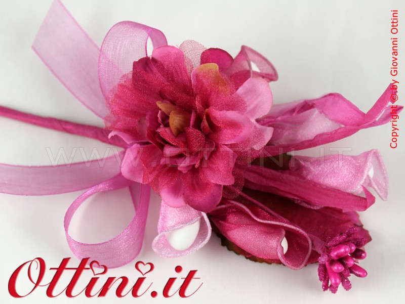 Pick Portaconfetti Dalia Fuxia con racchette - Confezione per bomboniera in abbinamento con le bomboniere di Ottini.it