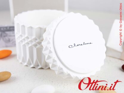 23342 Claraluna - Scatolina in polvere di gesso con superficie lavorata a geometrie in stile gotico