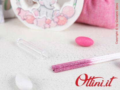 23903 Claraluna Profumatore in polvere di gesso con elefantino rosa e bastoncini diffusore glitterati