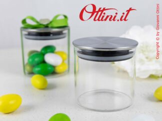 TB1642 Barattolo rotondo in Vetro da 130ml con Tappo in Metallo satinato con guarnizione in silicone per chiusura ermetica.