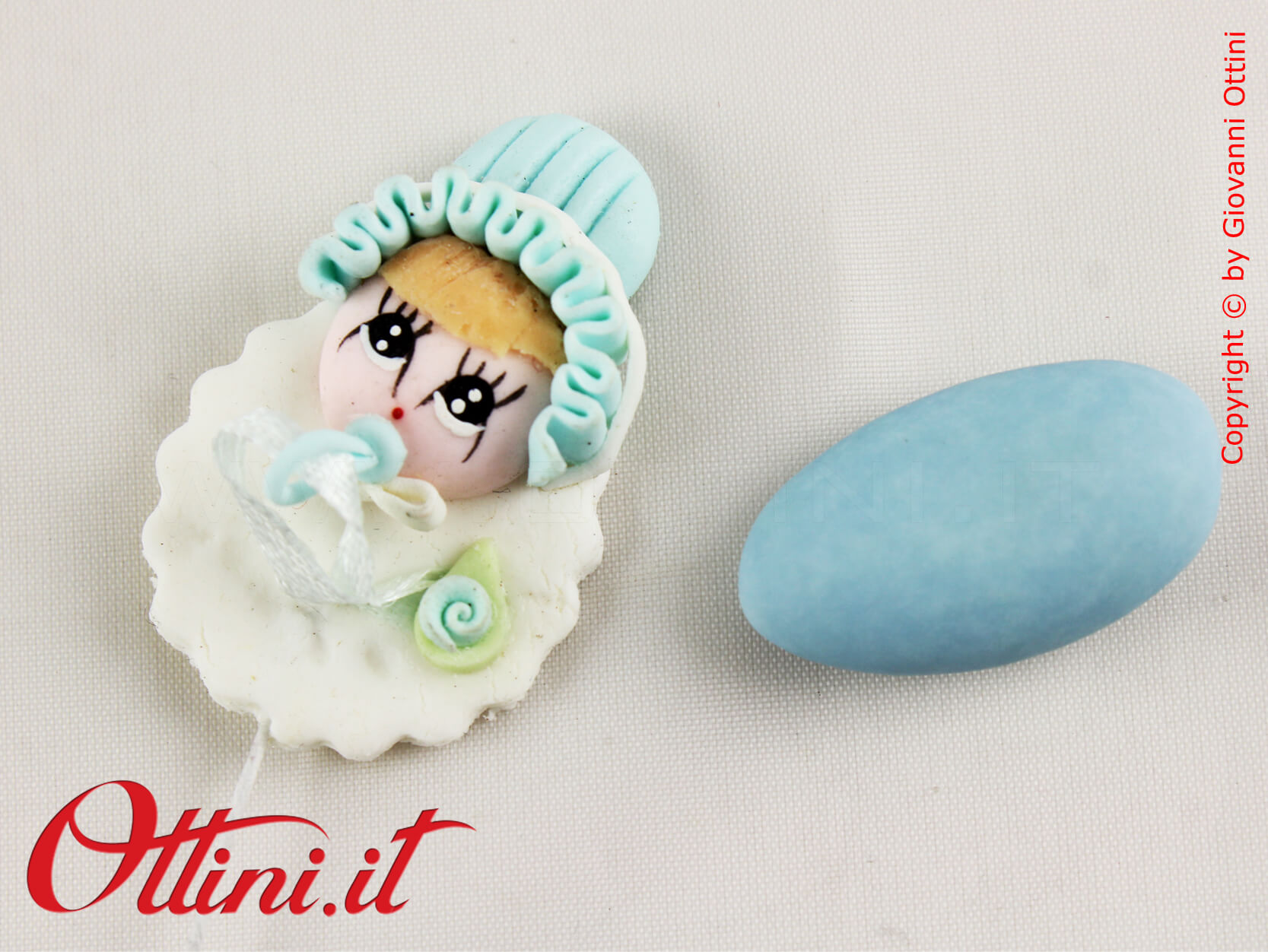 Faccina in Resina Neonato in stile fimo ideale per decorare sacchettini, scatole bomboniera, articoli da regalo Battesimo e Nascita bambino