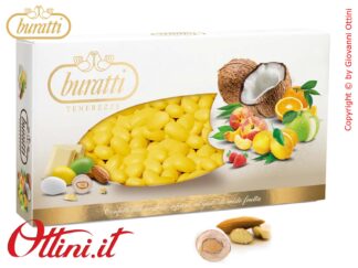 Confetti Buratti Tenerezze Gialle al Gusto di Limone con mandorla ricoperta di Cioccolato Bianco ideali per confettate Senza Glutine