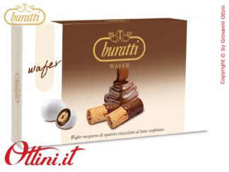 Confetti Buratti Tenerezze Bianche al Gusto di Wafer con mandorla ricoperta di Cioccolato Bianco Aromatizzato ideali per confettate Senza Glutine