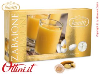 Confetti Buratti Tenerezze Bianche al Gusto di Zabaione con mandorla ricoperta di Cioccolato Bianco Aromatizzato ideali per confettate Senza Glutine