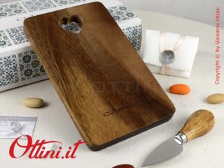 24061 Claraluna - Tagliere Acacia Piccolo con Coltellino . Bomboniere utili per la cucina e la tavola. Completo di confezione