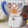 D6816 - La Caffettiera Moka della serie Sicily di Cuorematto è una bomboniera solidale utile in cucina, colorata e completa della confezione.