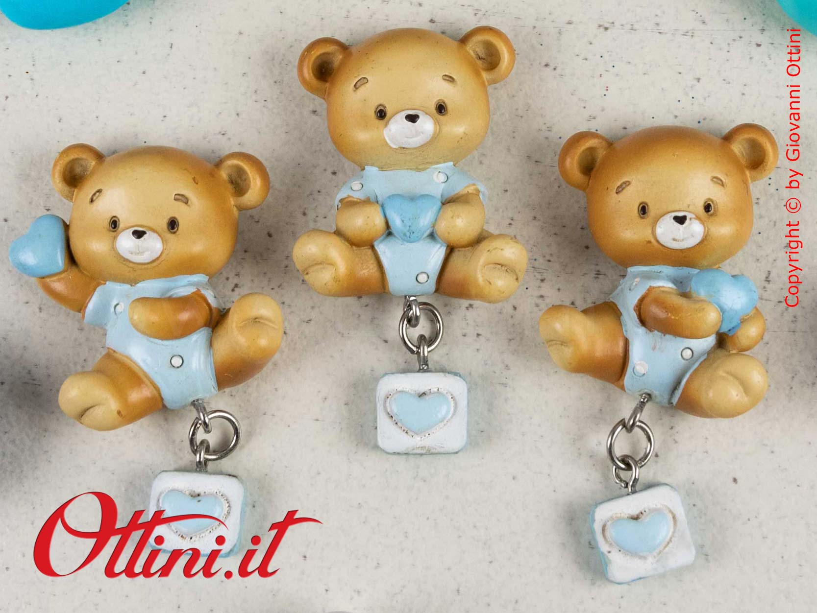 04A320 Magnete Orsetto Azzurro Cielo ideale per decorazione barattoli, vasetti sacchettini e bomboniere per nascita e battesimo bambino