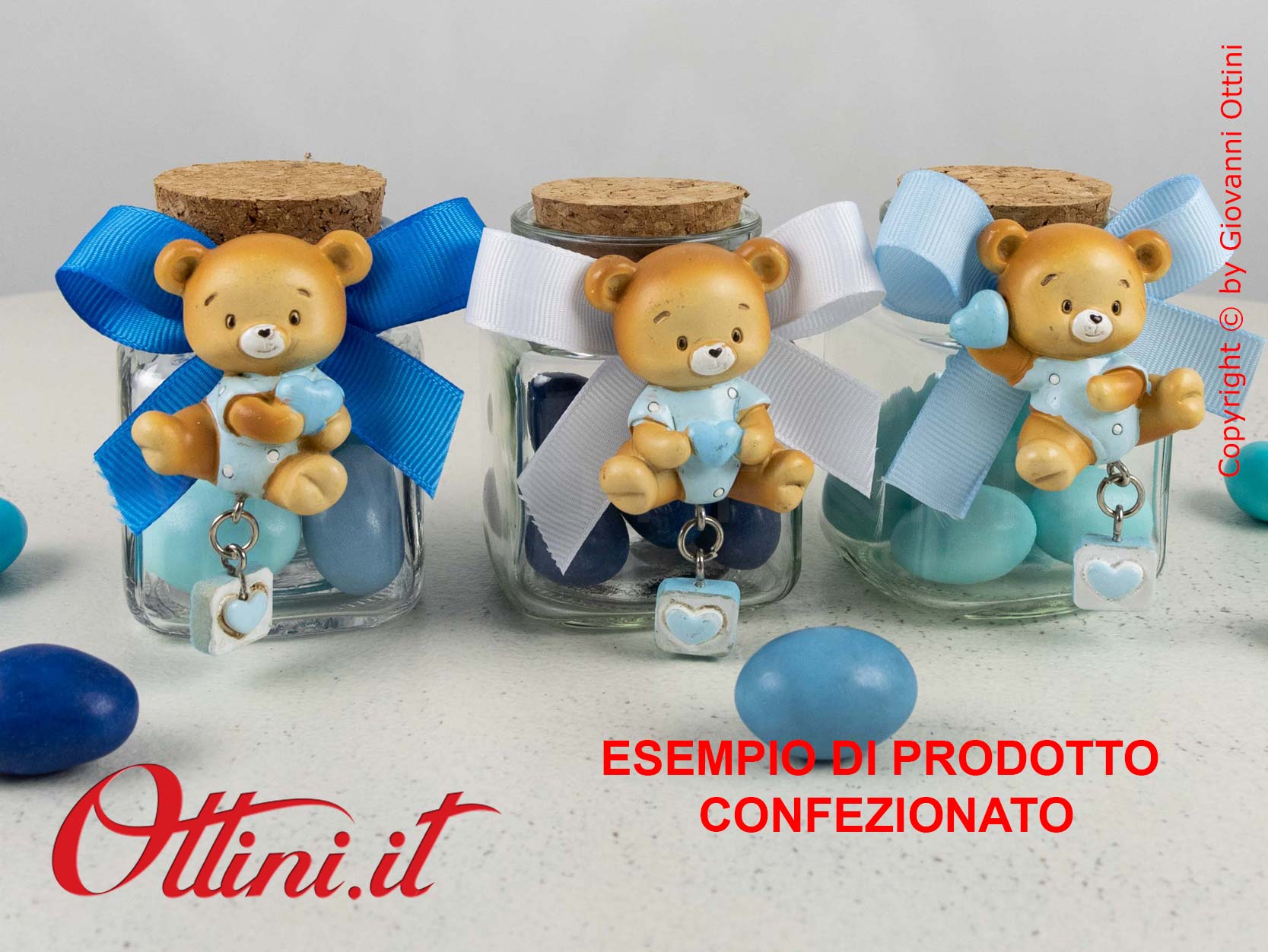 04A320 Magnete Orsetto Azzurro Cielo ideale per decorazione barattoli, vasetti sacchettini e bomboniere per nascita e battesimo bambino