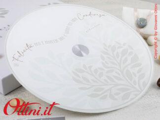 25022V Claraluna - Vassoio Girevole con decoro a forma di cuore verde, bomboniera regalo utile per la cucina e la casa ideale per matrimonio