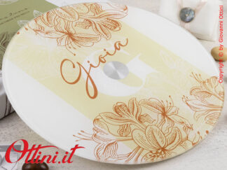 25066 Claraluna - Vassoio Girevole in vetro con la scritta Gioia, regalo utile per la cucina e la tavola, ideale come bomboniera per matrimonio