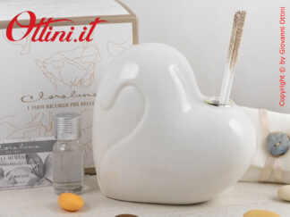 25126 Claraluna - il diffusore Cuore Grande Bianco è una bomboniera moderna utile, completa di kit essenza bastoncini e profumo, ideale per matrimonio