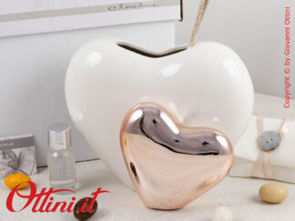 25134 Claraluna - il diffusore Grande Doppio Cuore Oro è una bomboniera moderna utile, completa di kit essenza bastoncini e profumo, ideale per matrimonio