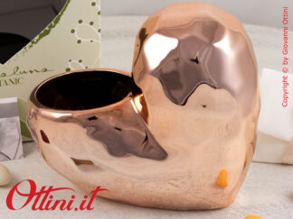 25141 Claraluna - Il Vaso Cuore Oro verticale di Claraluna è una bomboniera ecologica, naturale, simbolo della vita. Bomboniera per Matrimonio, nozze d'oro