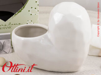 25145 Claraluna - Il Vaso Cuore Bianco verticale di Claraluna è una bomboniera ecologica, simbolo della vita. Bomboniera green per Matrimonio