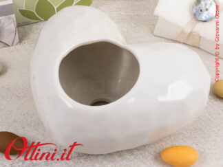 25146 Claraluna - Il Vaso Cuore Bianco orizzontale di Claraluna è una bomboniera ecologica, simbolo della vita. Bomboniera green per Matrimonio