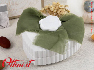 25244 Claraluna - La scatolina in Gesso con Chiffon Verde è un portagioie elegante, una bomboniera dalla linea rustica e romantica, elegante ed economica