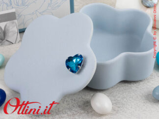 25352 Claraluna - La scatolina in Gesso Azzurra con cuore Blu è un portagioie elegante, una bomboniera dalla linea rustica e romantica