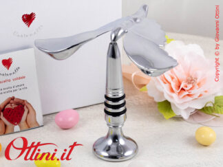 D9014 Cuorematto - Il Tappo Vino con Apribottiglie Airone è una bomboniera solidale che sostiene i Frati dell'Antoniano di Bologna. Oggetto utile in tavola