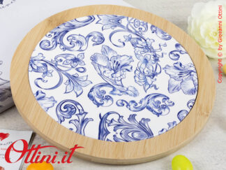 D9024 Cuorematto - l'Antipastiera Girevole con maiolica con stampa fregio è una bomboniera solidale che sostiene i Frati dell'Antoniano di Bologna.