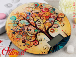 D9057 Cuorematto - La Bilancia Tonda con Serigrafia albero della vita è una bomboniera utile e solidale che sostiene i Frati dell'Antoniano di Bologna.