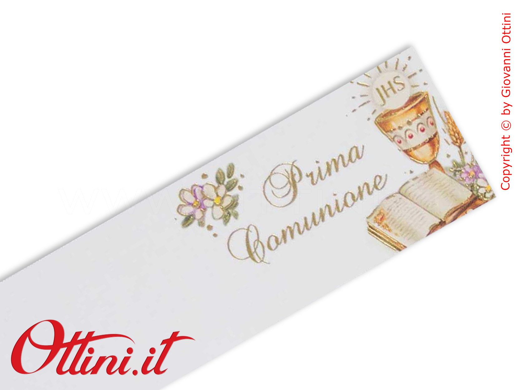32370 - Bigliettino bomboniera di altissima qualità indicato per la prima comunione raffigurante il Vangelo con Calice e spiga di grano.