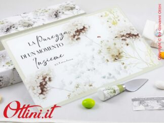 26032C Claraluna - Tagliere in vetro con coltellino e decoro floreale Verde, bomboniera regalo utile per la cucina e la casa ideale per matrimonio