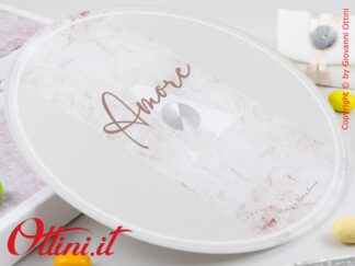 26047 Claraluna - Vassoio girevole in vetro con decoro scritta amore, bomboniera utile per la cucina e la casa, ideale come bomboniera per matrimonio