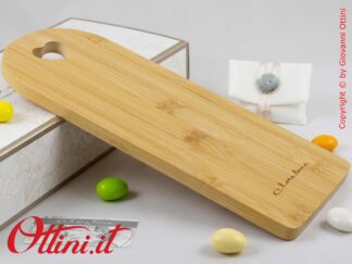 26057 Claraluna - Prestigioso Tagliere in Bamboo grande da 30 cm, bomboniera utile per matrimonio, ideale in cucina o per gli aperitivi.