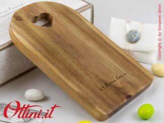 26062 Claraluna - pratico Tagliere in legno massello di acacia formato Piccolo , bomboniera utile per matrimonio, ideale in cucina o per gli aperitivi.