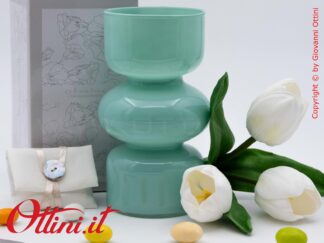 26235TULIP Claraluna - Il Vaso Tondo Tubo Azzurro con tulipani è un oggetto d'arredo dal design raffinato e e moderno, indicato per matrimoni e anniversari
