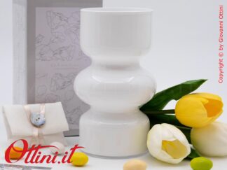 26236TULIP Claraluna - Il Vaso Tondo Tubo Bianco con tulipani è un oggetto d'arredo dal design raffinato e e moderno, indicato per matrimoni e anniversari