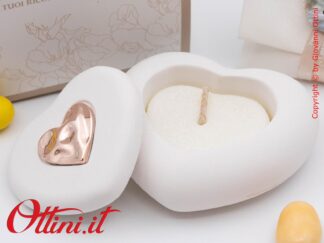 26291CAND Claraluna - La Candela Cuore con Decoro Cuore Oro Rosa è una bomboniera realizzata in gesso, ottima per l'arredo, ideale per matrimonio