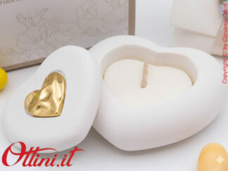 26293CAND Claraluna - La Candela Cuore con Decoro Cuore Oro è una bomboniera realizzata in gesso, ottima per l'arredo, ideale per matrimonio