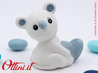 26394 Claraluna - Koala Azzurro in porcellana smaltata collezione 2026. Bomboniera vintage ideale per eventi come battesimi e comunioni per bambino