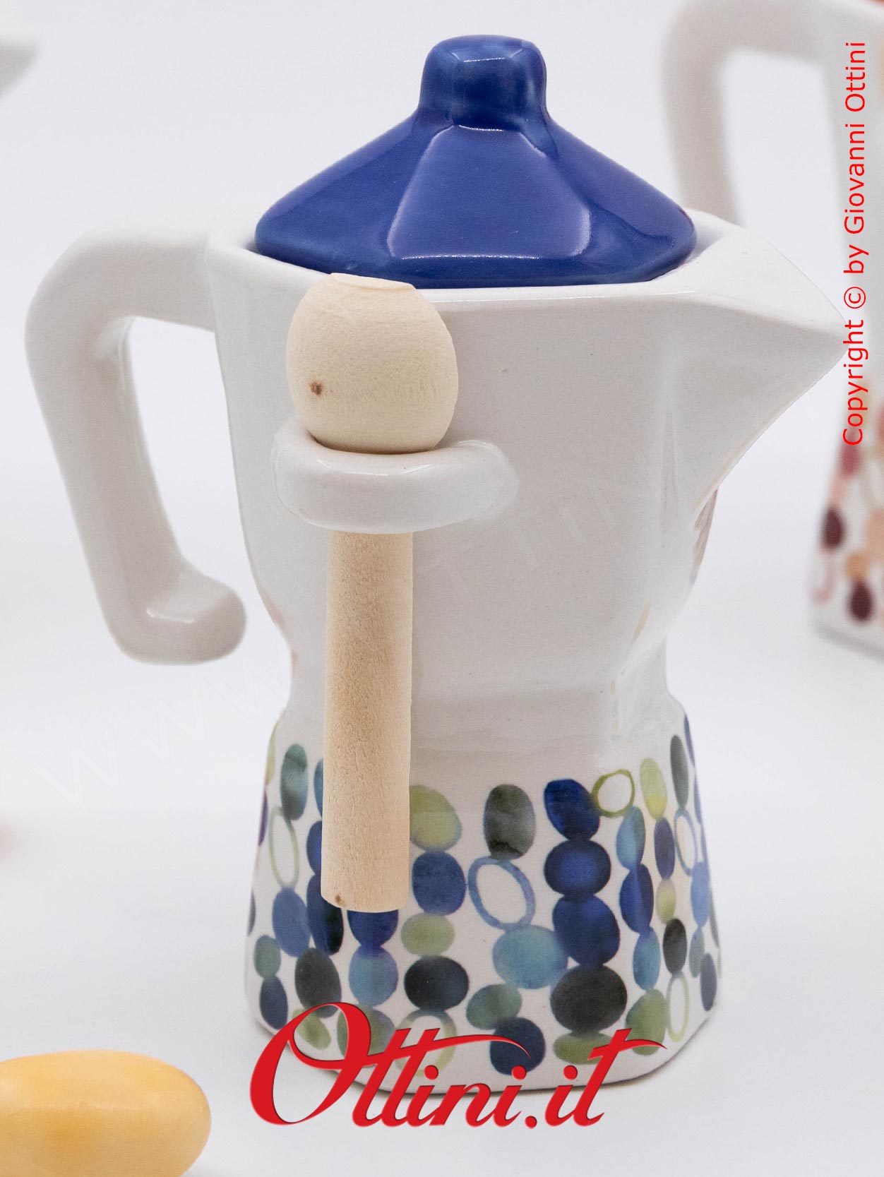 01A421 - Zuccheriera in porcellana smaltata Modern Moka con disegni a Pois in 4 vivaci colori, bomboniera utile ideale per la cucina e la tavola