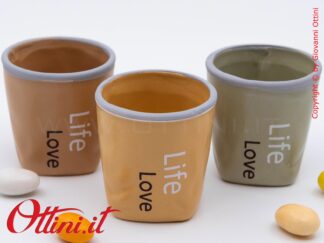 02A452 - il Porta Piante Life x Vasetto è realizzato in porcellana in 3 colori a pastello e può ospitare piantine con vasetto di diametro cm 5,5