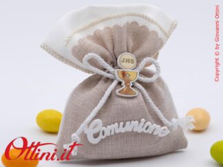 Memento - Sacchettino Prima Comunione è un prodotto semplice già pronto con tutte le decorazioni e completo di imbottitura, facilissimo da confezionare