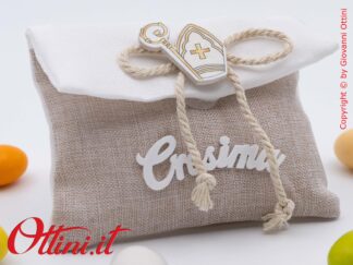 Memento - Bustina Santa Cresima è un prodotto semplice già pronto con tutte le decorazioni e completo di imbottitura, facilissimo da confezionare