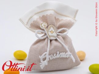Memento - Sacchettino Santa Cresima è un prodotto semplice già pronto con tutte le decorazioni e completo di imbottitura, facilissimo da confezionare