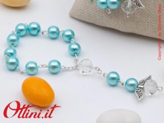 CK8534CS - Il Bracciale replica Rosario Piccolo con perle colore Tiffany perlato è ideale per decorazione sacchettini e bomboniere Prima Comunione e Cresima