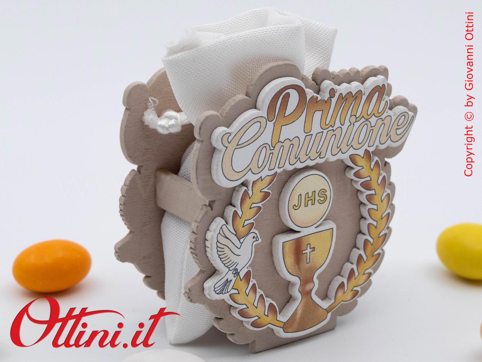 Alloro Bag Portaconfetti è un sacchettino per Prima Comunione già pronto con tutte le decorazioni e completo di imbottitura, facilissimo da confezionare