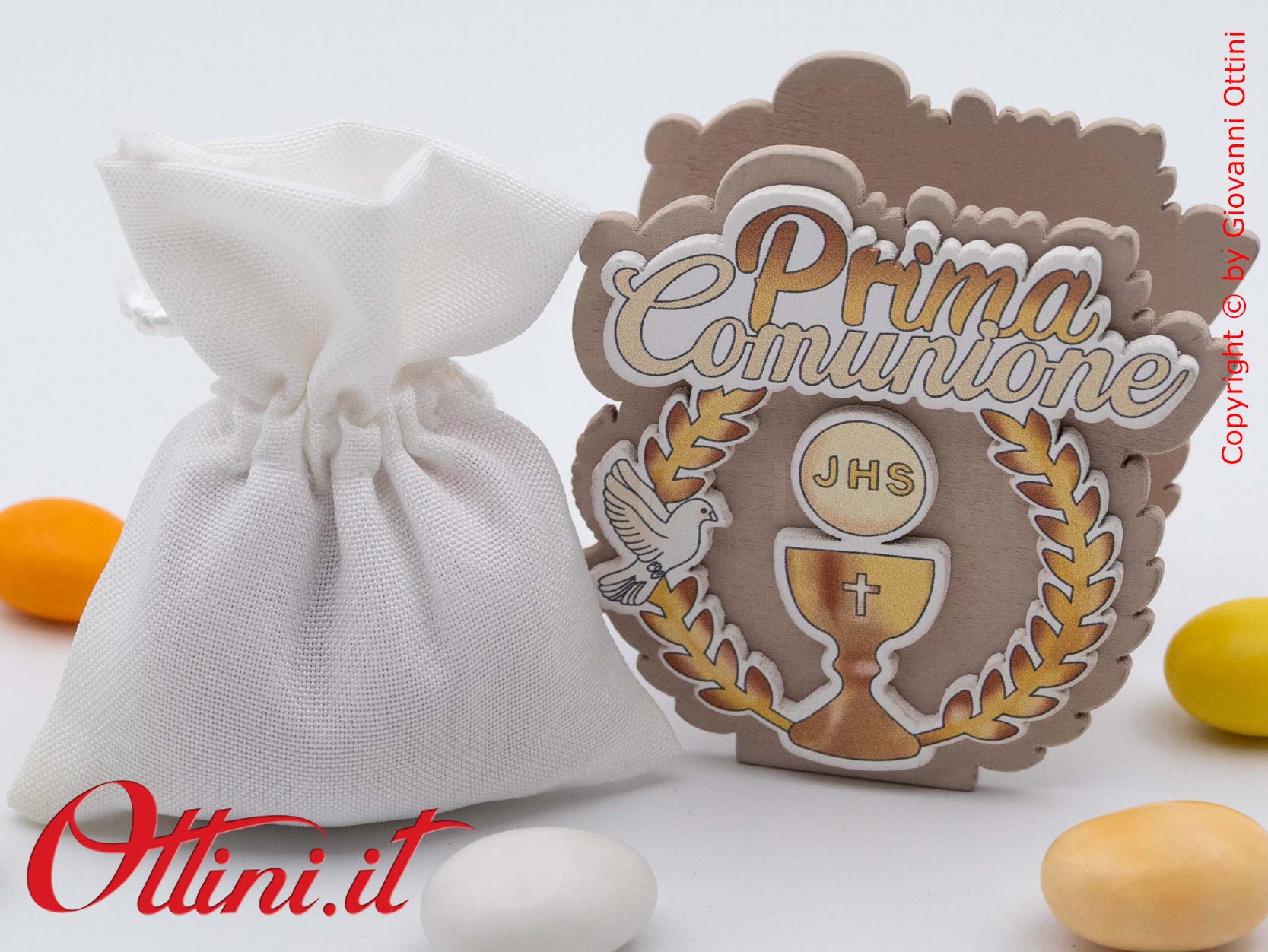Alloro Bag Portaconfetti è un sacchettino per Prima Comunione già pronto con tutte le decorazioni e completo di imbottitura, facilissimo da confezionare