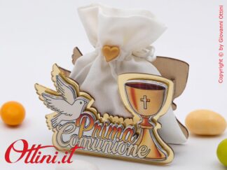 Festa Bag Portaconfetti è un sacchettino per Prima Comunione già pronto con tutte le decorazioni e completo di imbottitura, facilissimo da confezionare