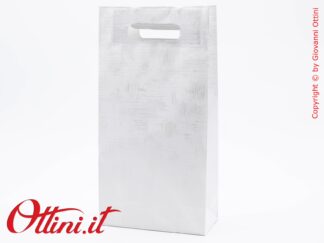 Il Sacchetto Borsa per 2 Bottiglie con lavorazione effetto tela bianca con manici e fondo rinforzati, è un prodotto elegante Made in Italy