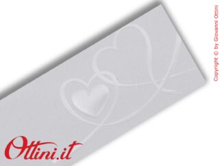 Bigliettino bomboniera nozze con grafica perlata raffigurante dei cuori moderni. Venduto in fogli A4 pre fustellati. Ideale per Matrimoni e anniversari.