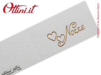 Bigliettino bomboniera nozze con cuori, grafica realizzata in oro a caldo, in fogli A4 pre fustellati. Ideale per Matrimoni e anniversari.